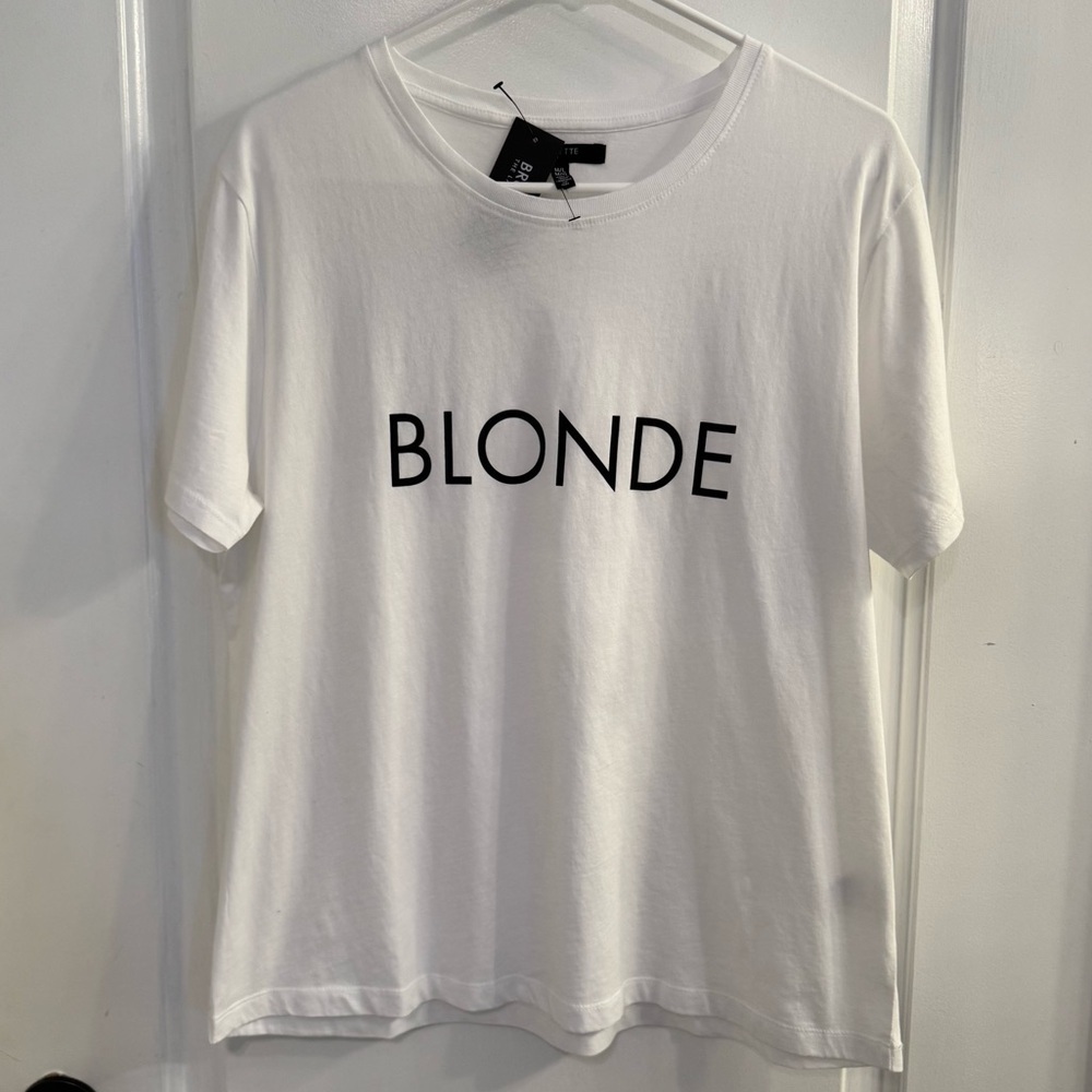 Brunette The Label “Blonde” Core Tee White Short Sleeve New W Tags